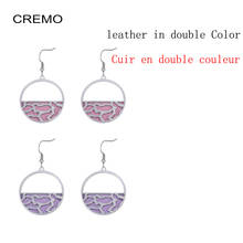 Cremo-pendientes redondos de acero inoxidable para mujer, aretes de cuero intercambiables, joyería femenina 2024 - compra barato