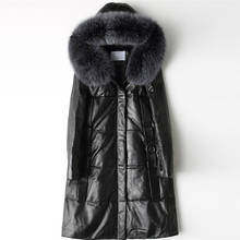 2020 Winter Genuine Leather Jacket Women Fox Fur Colar Sheepskin Coat Ladies Leather Down Coats Korean Long Veste Femme KJ2485 2024 - buy cheap