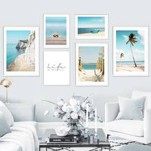 Blue Sea Beach Boat Palm Tree Conch Wall Art Canvas Painting Nordic Posters And Prints Wall Pictures For Living Room Home Decor 2024 - buy cheap