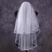 Véu de casamento com pente, véu de noiva com 2 camadas brancas, acessório de casamento, comprimento curto 2024 - compre barato