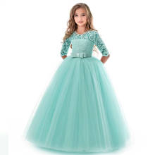 Vestido de encaje de princesa para niñas, ropa con bordado de flores, Vintage, Formal, 14t 2024 - compra barato