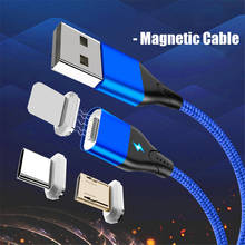 Магнитный USB кабель для быстрой зарядки, Micro usb type C, для iPhone, USB кабель, 1 м, 3 А, для телефона, USB кабель для передачи данных, светодиодный, для samsung, huawei, Xiaomi 2024 - купить недорого