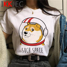 Camiseta fofa shiba inu doge, camiseta feminina plus size, camiseta branca japonesa harajuku top, roupas harajuku kawaii 2024 - compre barato