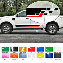 Decalques do carro de corrida styling porta lateral tarja gráfico vinyl etiqueta do carro apto para Ford ranger 2012 2013 2014 2015 2016 2017 2018 2019 2024 - compre barato