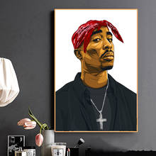 Pintura de tela de hip hop traje cantor tupac shakur 2pac poster de arte de parede pinturas de parede para sala de estar casa quadros 2024 - compre barato