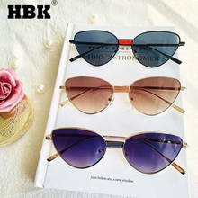 HBK Vintage Metal Frame Sunglasses Women Men Steampunk Trending Cat Eye Sun Glasses Retro Small Cute Black Brown Red Eyeglasses 2024 - buy cheap