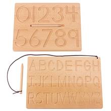 Montessori Aphabet Uppercase & Lowercase Teaching Aids Writing Board Beech Wood English Writing Practice Training Kindergarten 2024 - buy cheap