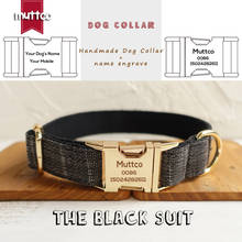 MUTTCO-collar de perro de diseño de traje negro, correa de perro hecha a mano, bonita, 5 tamaños, UDC007J 2024 - compra barato