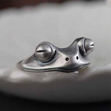 Массивное серебряное кольцо унисекс для женщин, подарок в богемном стиле, Винтажное кольцо в виде лягушки, мужское винтажное Открытое кольцо с художественным дизайном, регулируемый размер 2021 2024 - купить недорого
