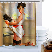 Nice Pin Up Girls Shower Curtain 12 Hook Polyester Fabric 3D Printing Bathroom Curtain Waterproof Bath Curtain Decor 2024 - buy cheap