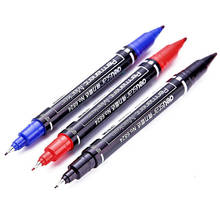 Rotuladores permanentes de doble punta, punta fina, tinta negra, azul y roja, 0,5mm-1mm, suministros de papelería para escuela y oficina, 3 unids/lote 2024 - compra barato