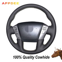 Hand-stitched Black Genuine  Leather Steering Wheel Cover for Nissan Patrol 2011-2017 Infiniti QX56 2011-2013 Infiniti QX80 2013 2024 - buy cheap