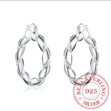 Pendiente de plata esterlina 2020 para mujer, accesorio de joyería de boda, pendientes de aro grande de cuerda trenzada a la moda, promoción de 925, 2020 2024 - compra barato