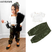 1-5Years Fashion Kids Girls Clothes Sets Summer Children Girls Knitted Drawstring Crop Tops+Pocket Long Pants Casual Outfits 2024 - buy cheap