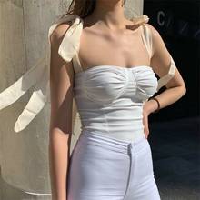 Women Bandage Slim Tank Tops Sleeveless Strap Lace-up Strapless Crop Top 2020 Summer Fashion Ladies Girls Skinny Solid Tanks 2024 - buy cheap