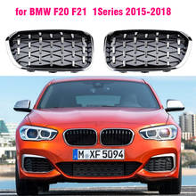 Parrilla delantera estilo diamante para BMW, modelos F20 y F21, años 2015 a 2019, 118i y 120i, 125i y m140i, color negro brillante y plateado 2024 - compra barato