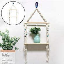 Estante colgante de pared de macramé hecho a mano, maceta de planta flotante de cuerda de Interior de estilo bohemio 2024 - compra barato