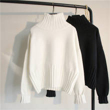 TingYiLi черный белый свитер с высоким воротом Женский Повседневный Свободный пуловер свитер корейский вязаный свитер осень зима 2024 - купить недорого
