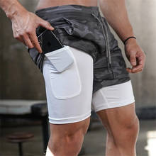 Pantalones cortos deportivos de camuflaje para hombre, 2 en 1, de secado rápido, para entrenamiento y gimnasio 2024 - compra barato