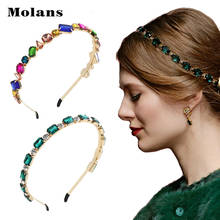 Molans Rhinestone Headbands Colorful Gemstone Hairbands Women Girls Hair Accessories 2022 Fashion Head Bezels Baroque Hair Hoops 2024 - buy cheap