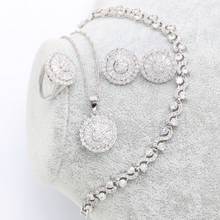 Xutaayi conjuntos de joias femininas de prata, para casamento, joias de luxo, brincos, pulseira, anéis, pingentes, conjunto de joias para mulheres 2024 - compre barato