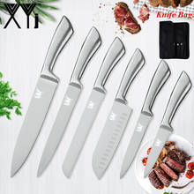 XYj 6pcs Stainless Steel Knives Set Chef Bag 8'' Chef Bread Slicing 7'' Santoku 5'' Utility 3.5'' Paring Knife Cooking Tool 2022 - buy cheap