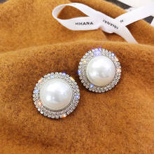 Korea New Design Fashion Jewelry Premium White Pearl Earrings Simple Elegant Round Crystal Wedding Party Earrings for women 2024 - buy cheap