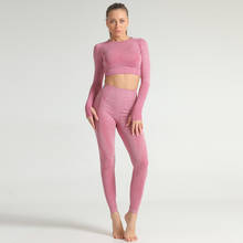 Conjunto de roupa de yoga sem costura, calça esportiva feminina para ginástica e treino, com top e calça legging, 2021 2024 - compre barato
