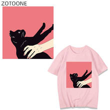 ZOTOONE-Parches de gato negro para planchar, transferencia de calor para ropa, camiseta, apliques de bricolaje, parche rosa para niñas, pegatinas lavables de vinilo H 2024 - compra barato