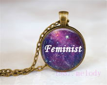 Feminista criativo vintage foto cabochon colar de corrente de vidro, charme pingentes femininos moda jóias presentes 2024 - compre barato