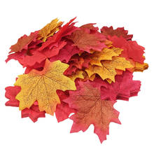 200 pçs folhas de maple artificial outono outono folha decoração de ação de graças do casamento 2024 - compre barato