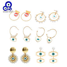 Lucky Eye Turkish Evil Eye Drop Earrings Gold Silver Color Heart Red Lips Charm Earrings Fashion Jewelry for Women Girls Ladies 2024 - buy cheap