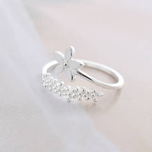Модное серебряное кольцо Белый Глазурь цветок регулируемые кольца 925 кольцо с простым дизайном для женщин и девушек, подарок ко Дню Святого Валентина 2024 - купить недорого