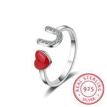 Женское кольцо из серебра 925 пробы, с красным сердцем 2024 - купить недорого