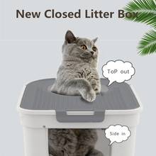 Наполнитель для кошачьего туалета, двухстворчатый дезодорант, защита от брызг, закрытый песочный Туалет среднего и большого размера для кошек 2024 - купить недорого