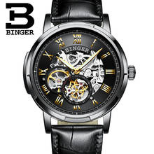 BINGER Men's Automatic Mechanical Watches Top Brand Luxury Leather Skeleton Watch Business Fashion Sport Watch Relogio Masculino 2024 - buy cheap