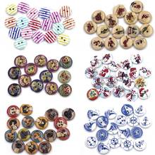 50Pcs Wood Sewing Buttons For Scrapbooking Crafts Clothing Apparel Christmas Cats Owls Stripe Ship Handmade DIY Finding 15mm 2024 - buy cheap