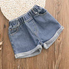 Verão do bebê das crianças meninas faixa da cintura quente denim calças meninas adolescentes shorts jeans crianças cowboy shorts jeans 2024 - compre barato