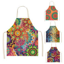 Delantal de cocina con estampado de Mandala para mujer, cocina casera, horneado, cafetería, limpieza, Baberos de lino de algodón, 66x47cm, 47x38cm, 1 ud. 2024 - compra barato