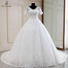 Real photo Elegant Short sleeves wedding dress boho marriage dress robe de mariee vestidos de novia wedding gown 2024 - buy cheap