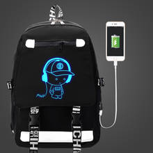 Mochila de estilo musical para chico, bolsa USB de viaje, escolar, luminosa, con cremallera, informal, para adolescentes, brilla en la oscuridad 2024 - compra barato