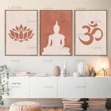 Pintura en lienzo de meditación de Buda, estatua abstracta de Buda, póster de loto, impresiones de budismo, imagen artística de pared para decoración de sala de estar 2024 - compra barato