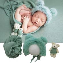 3Pcs Newborn Clothes Warm Photography Props Cotton Bear Doll Blanket Hat Photo Shoots Accessories for Baby Dress Up 2024 - buy cheap