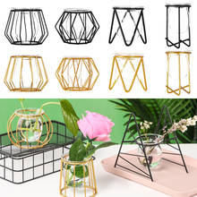 Nordic Styles Iron Geometric Pattern Hydroponic Vase Craft Home Decoration Desktop Ornament Plants Frame Terrarium Metal Holder 2024 - buy cheap