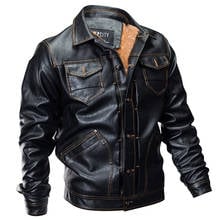 Pilot 2021 Leather Winter Bomber Jacket Men Military Autumn Thick Warm Multi-Pocket Flight Faux Jacket Male Fleece Coat Outwear 2024 - buy cheap