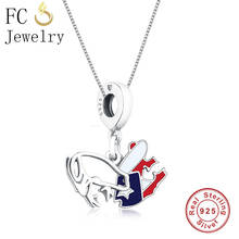 FC Jewelry 925 Sterling Silver Blue Enamel Puerto Rico Flag Frog Pendant Necklace Chain European Women Chokers Trinket 2020 Gift 2024 - buy cheap