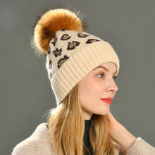 Winter Hat Soft Wool Cashmere Knitted Beanie Bonnet Wholesale Leopard Women Beanies 2024 - buy cheap