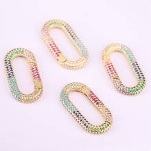 5PCS, Medium Oval Clasp Rainbow CZ Micro Pave, Carabiner Lock Clasp, Interlocking Clasp, Pave Oval Shaped Lock Clasps 2024 - buy cheap