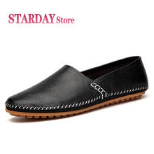 Sapatos de couro genuíno masculinos, mocassins confortáveis para homens, sapatos casuais, tênis de grife masculino 2024 - compre barato