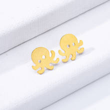 2020 New Hot Sale Cute Octopus Animal Gold Stainless Steel Mini Stud Earrings For Women Girl Kids Jewelry Cartoon Best Gift 2024 - buy cheap